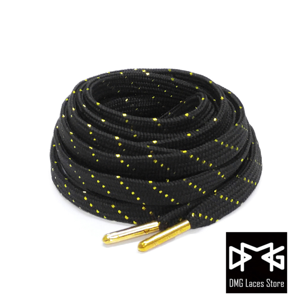 Black Gold Thread Flat Shoelaces